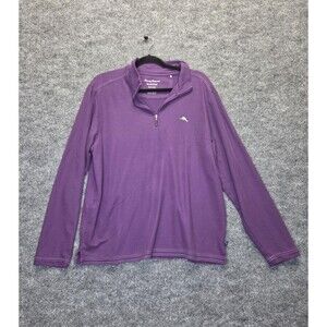 Tommy Bahama Sweatshirt Mens Large Purple 1/4 Zip IslandZone Supima Mock Neck